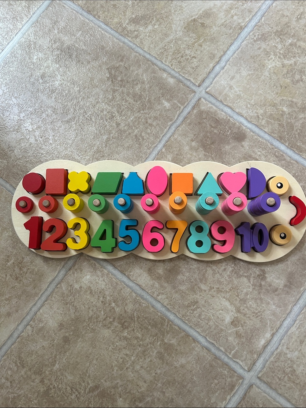 Wooden Number & Shape Puzzle - Colorful Counting Toy for Kids